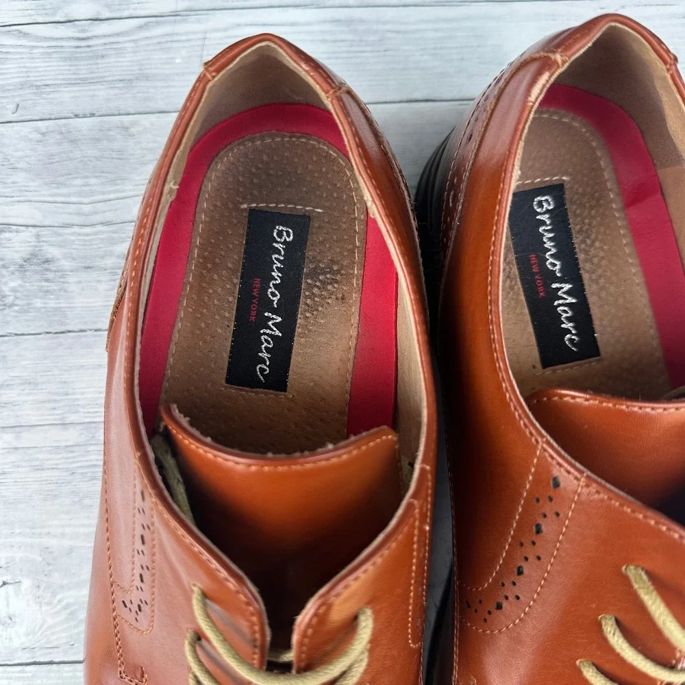 Bruno Marc Prince-16 Men's Brown Cognac Derby Dress Shoes Size 11 Oxford Lace Up